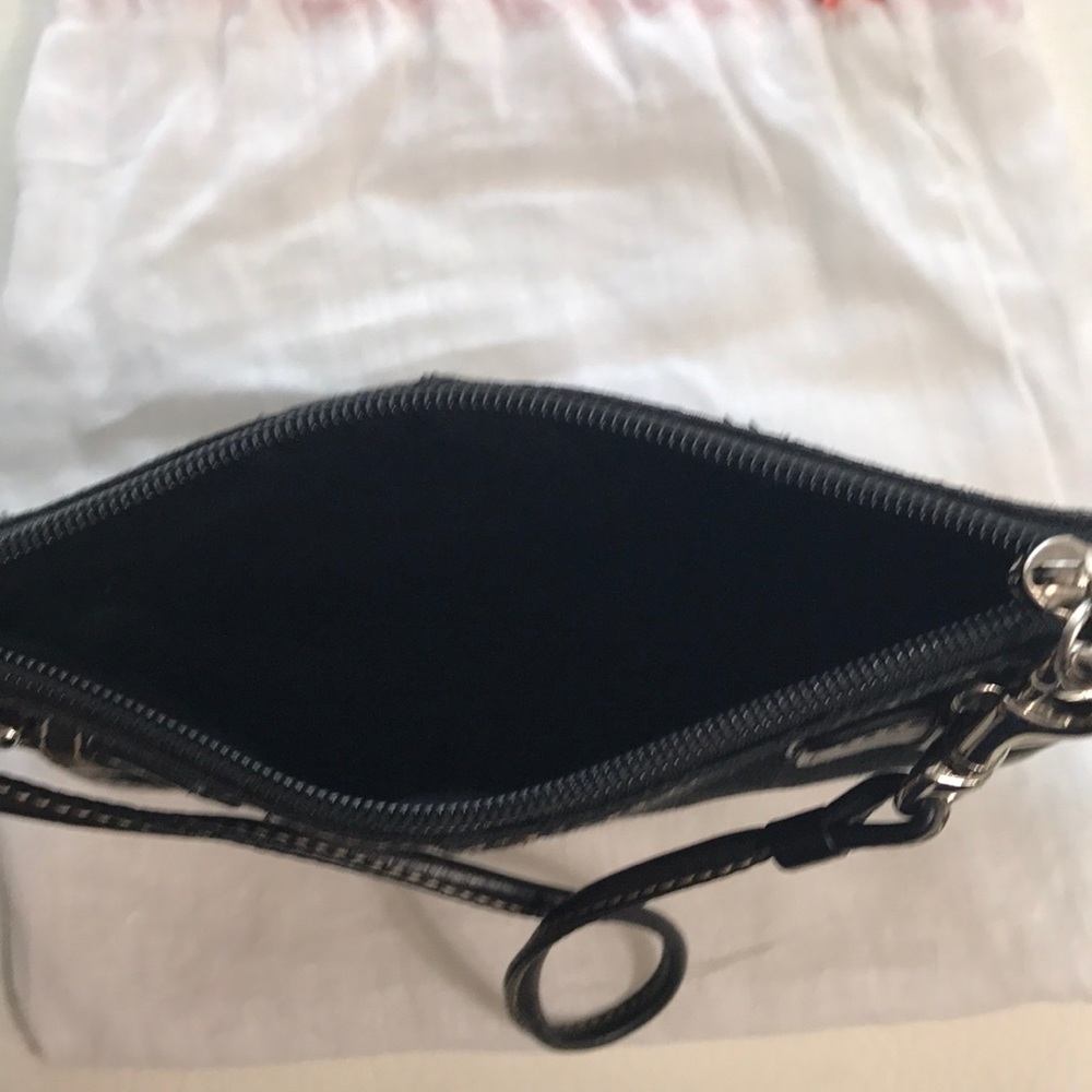 Coach Black Leather and Canvas Wristlet Clutch - Picture 4 of 5